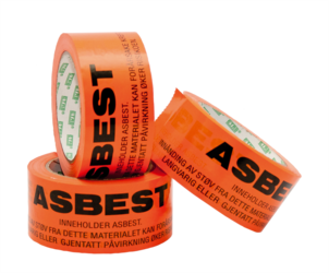 Orange tape med Faremerking Asbest
