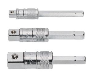 6-kt. pipeadaptersett, 3 deler, med chuck lås L=75 mm
